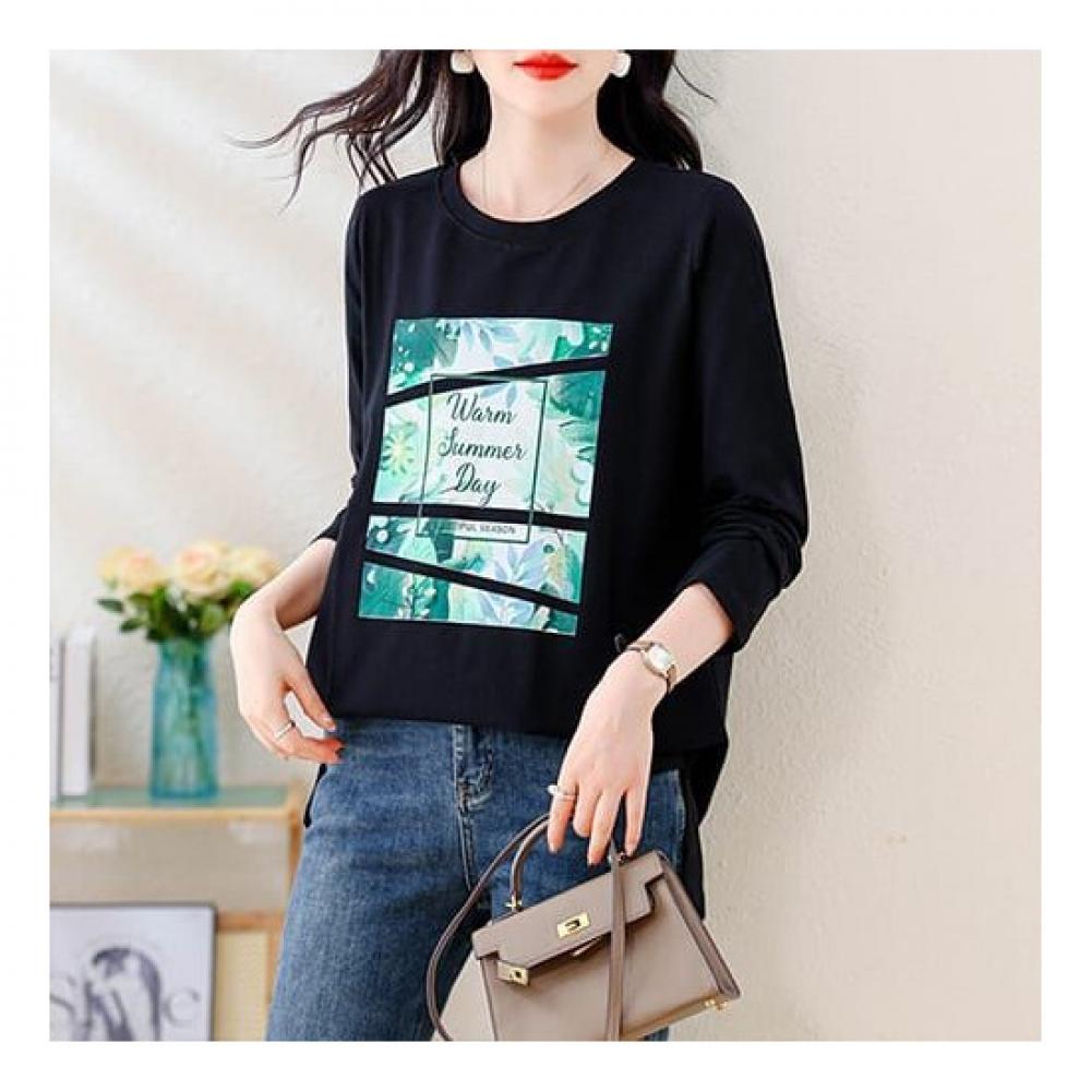 Navava Casual PrinT Loose FiT Long Sleeve T shirT nT1961