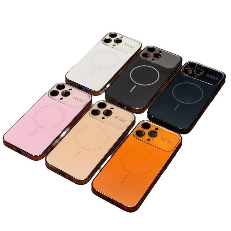 Магнитный чехол для iPhone 17 Pro MAX с большим окном, гальванизированным кольцом и матовым ПК для iPhone 16