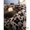 Premium Leopard Print Velvet Fleece 4-Piece Set: Winter Stain-Resistant, Double-Sided Coral Fleece, Warm Duvet Cover Bed