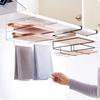 Double Layer Kitchen Cabinet Iron Shelf Chopping Board Storage Rack Towel Holder