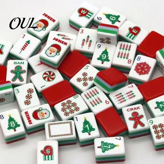 4 Layer Mahjong Tiles 160Pcs/Set Christmas American Tiles, Engraved Acrylic Kit, Mah-Jong Lovers Beginners Gifts Set