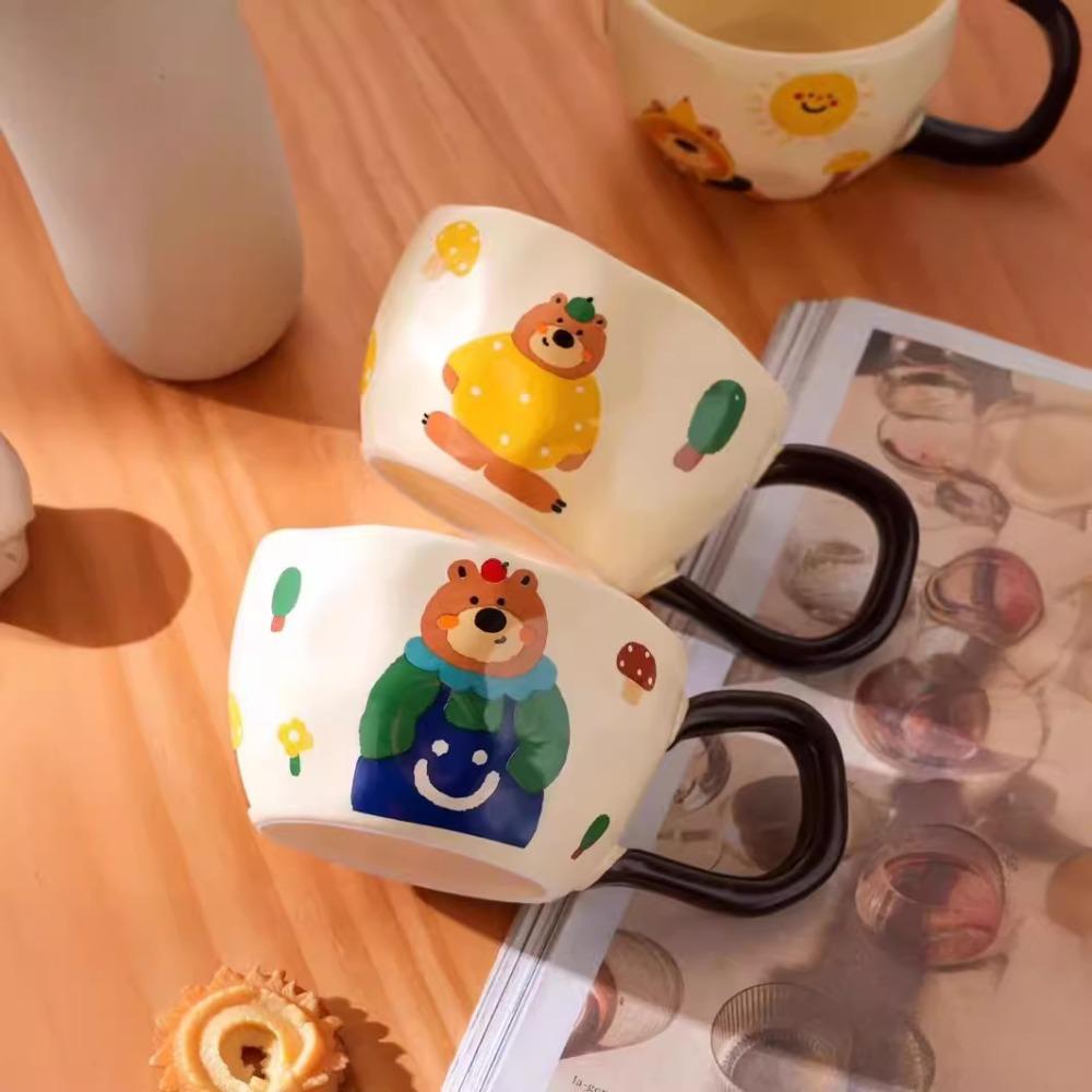 Cute and Cute Cartoon Bear Cup Ceramic Mug Household Coffee Water Cup Breakfast Cup Couple Drinking Water Cup