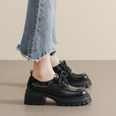 Weiwei girl 2208-1 туфли на платформе из кожи женские в стиле колледжа маленькие мужские туфли на шнуровке с утолщением одинарные туфли женские