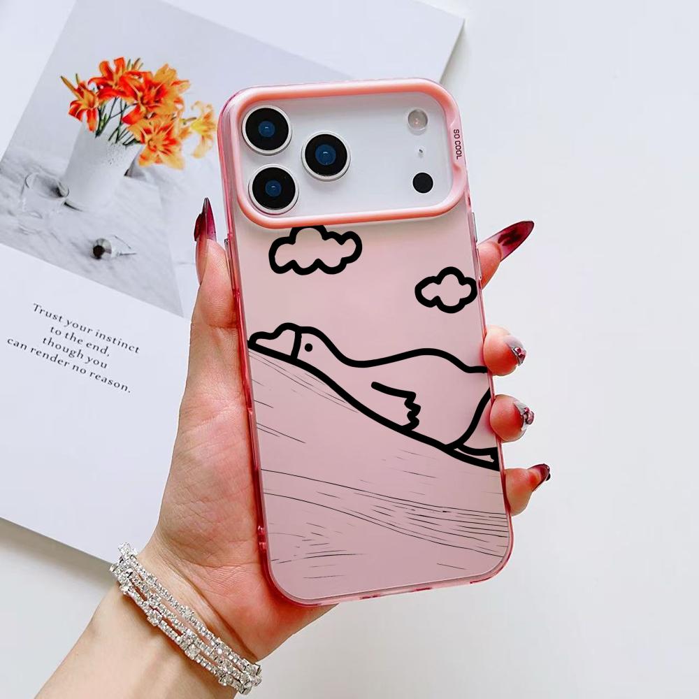 Милый Мультяшный Утенок Чехол для Телефона Для iPhone 17 16 15 14 13 12 11 Pro Max Air Матовый Лазерный Аврора Ударопрочный Funda
