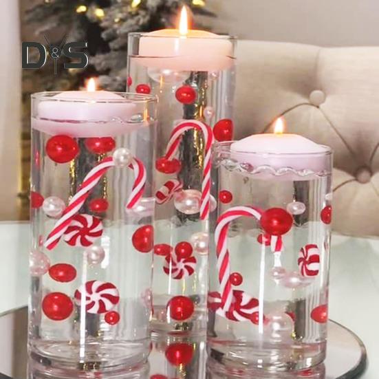 Рождественский набор наполнителей для ваз Плавающие бусины Подсвеченные бусины из искусственного жемчуга Прозрачные водные бусины Рождественские украшения для особых случаев Плавающие свечи