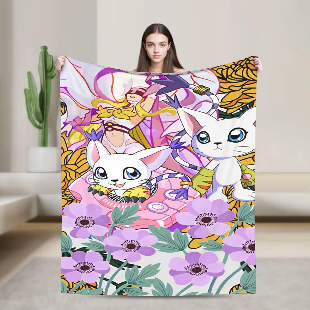 Плюшевое одеяло Digimon для девочек и мальчиков, фланелевое плед для дивана, кресла, супермягкое, качественное покрывало, подарок