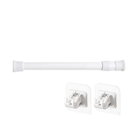 Curtain Rod No Drilling Self Adhesive Telescopic Drapery Rod Anti-slip Anti-rust Bedroom Kitchen Curtain Rod Holders Clothes Drying Rod