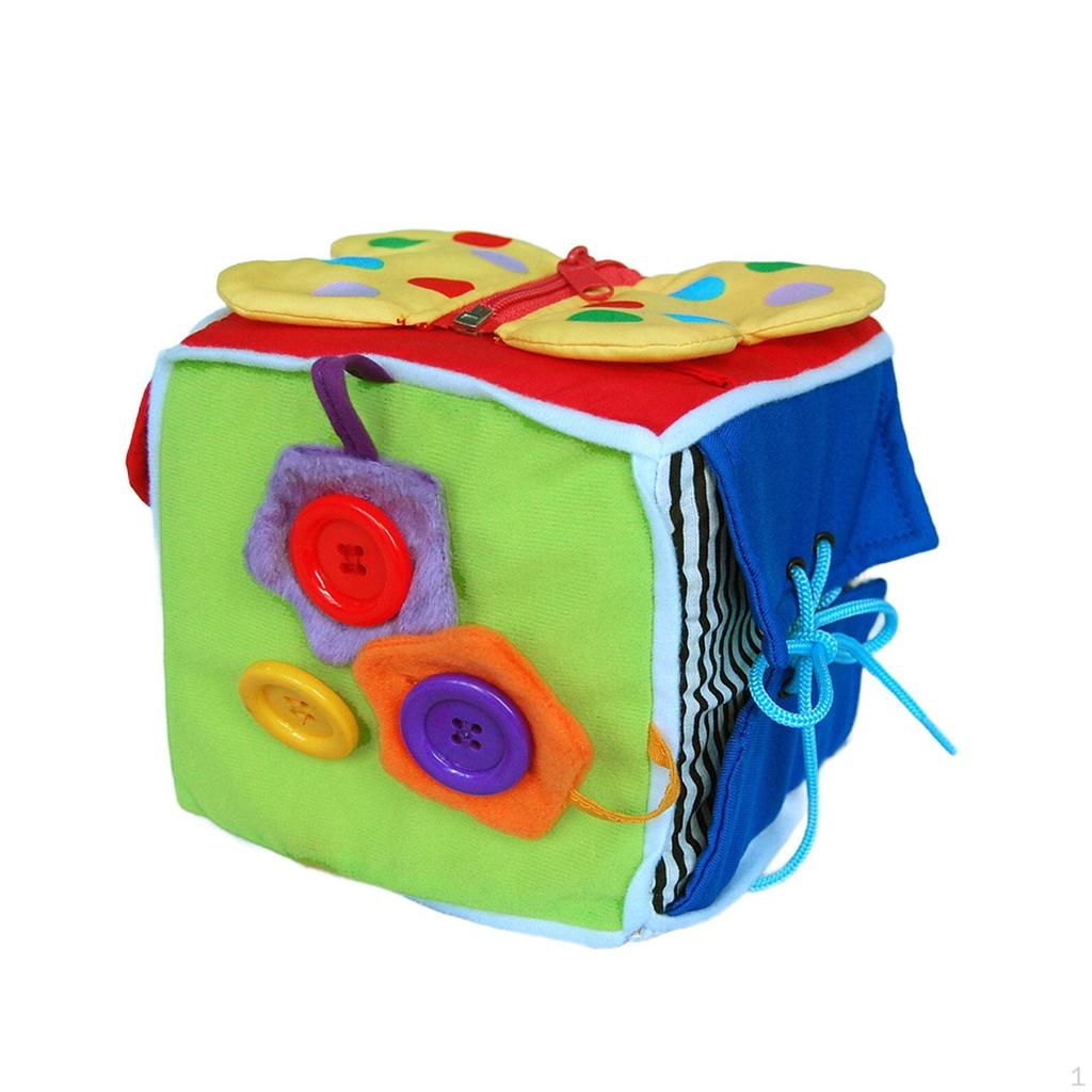Buckle Cube Dress Learn Board Development Toy Educational Travel Zip Snap Button Tie