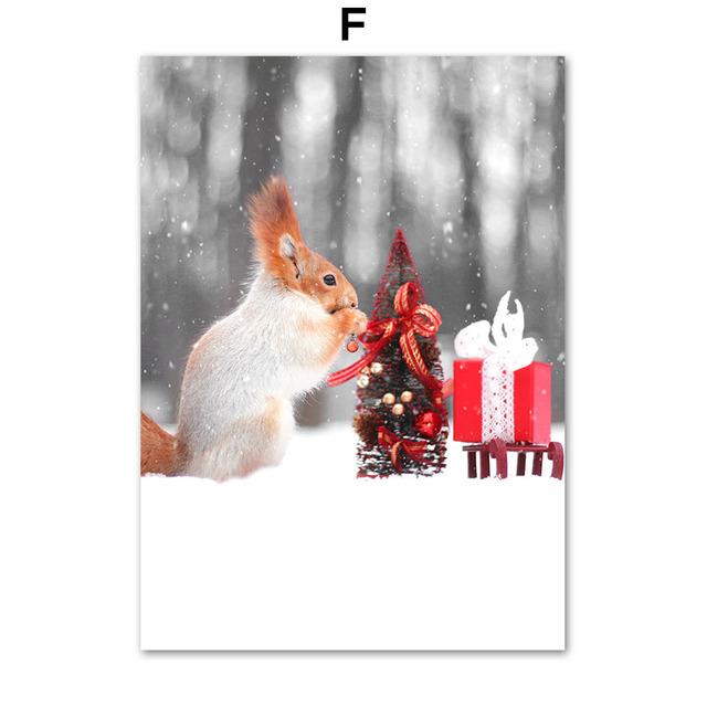 Зимний снежный пейзаж, картина на холсте, настенная живопись, сосновый красный автомобиль, золотой поезд, постер и принт для дома, Рождественский подарок, Декор