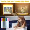 LED Acrylic Writing Board with Light & 7 Pens |  DIY 3D Rewritable Message Pad | Night Lamp & Display Board for Home