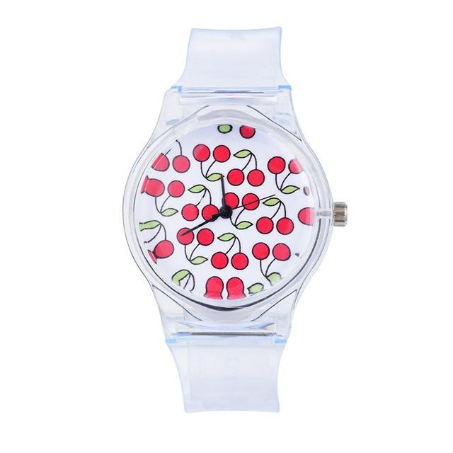 Женские повседневные пластиковые прозрачные спортивные часы с кристаллами