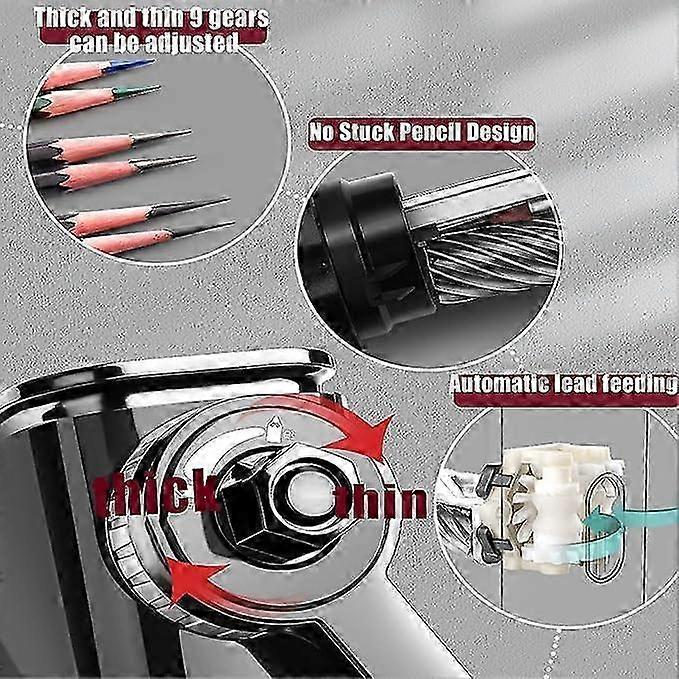 Professional Pencil Sharpener, Adjustable Tip, 9 Adjustable Steps, Portable Kids Student Artist Designer in School Office