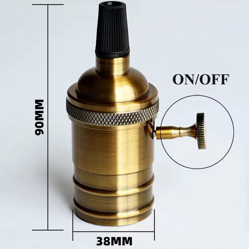 DIY Vintage E27 Lamp Base Copper holder With Switch Edison Vintage Lighting Screw Socket Antique Aluminum Lamp Holder Fixture