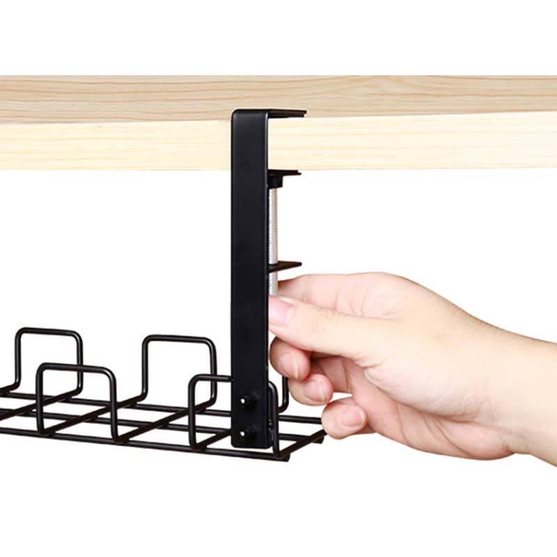 Under Desk Wire Organizer Wire Management Tray Under Table Cable Management Rack,16" No-Drill Cable Management for Standing Desk