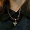 Handmade Craft Rope Leather Necklace Simple Braided Cross Necklace Cross Pendant Necklace  Gifts