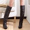 Женские зимние модные сапоги до колена, сапоги для верховой езды на плоской подошве с высокой трубкой
