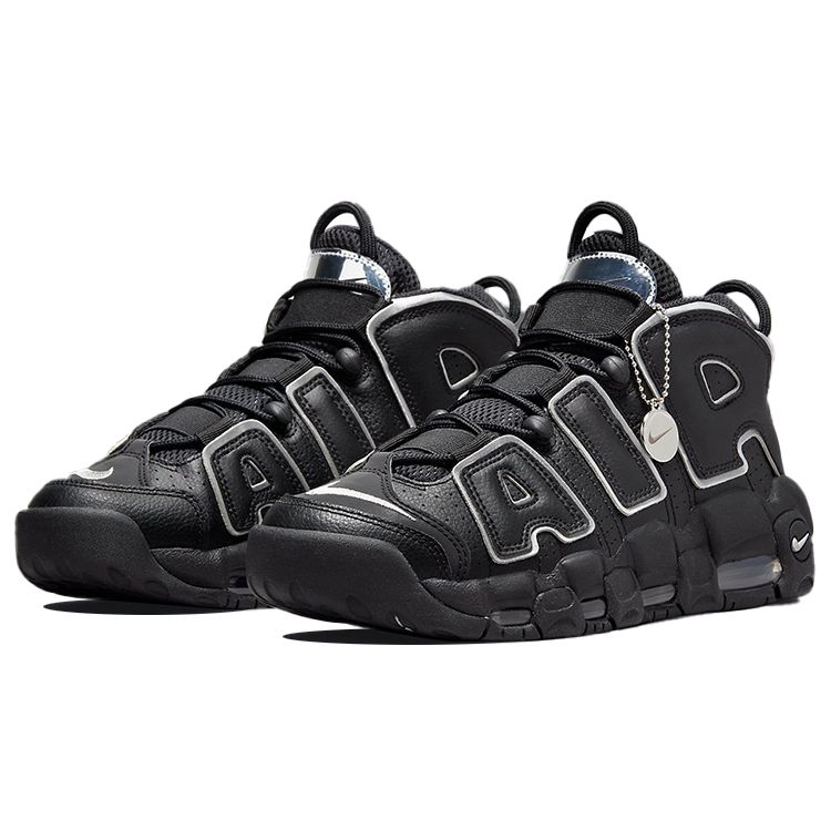 Nike Air More Uptempo Black Metallic Silver Women Sneakers DQ0839-001