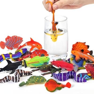 Игрушки-морские животные, меняющие цвет, Фигурки морских животных, меняющие цвет, Безопасные для ванны игрушки, не вызывающие плесень, Игрушки для малышей/детей/игрушки для столика с водой, Плавающая резиновая игрушка-рыба