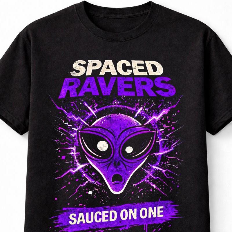 Spaced Ravers Alien Rave Space Raiders Crisp BBQ Graphic Festival Unisex TShirt