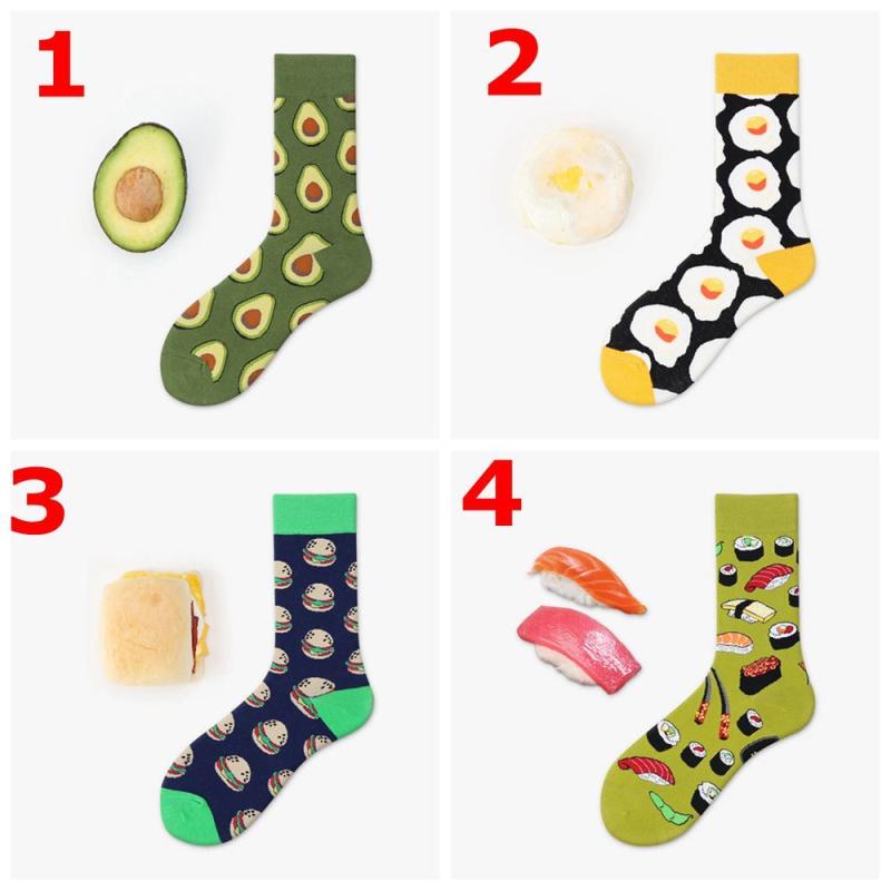 Unisex Fashion High Hosiery Socks Women Men Fruit Sock Avocado Hamburger Cherry Art Cotton Socks
