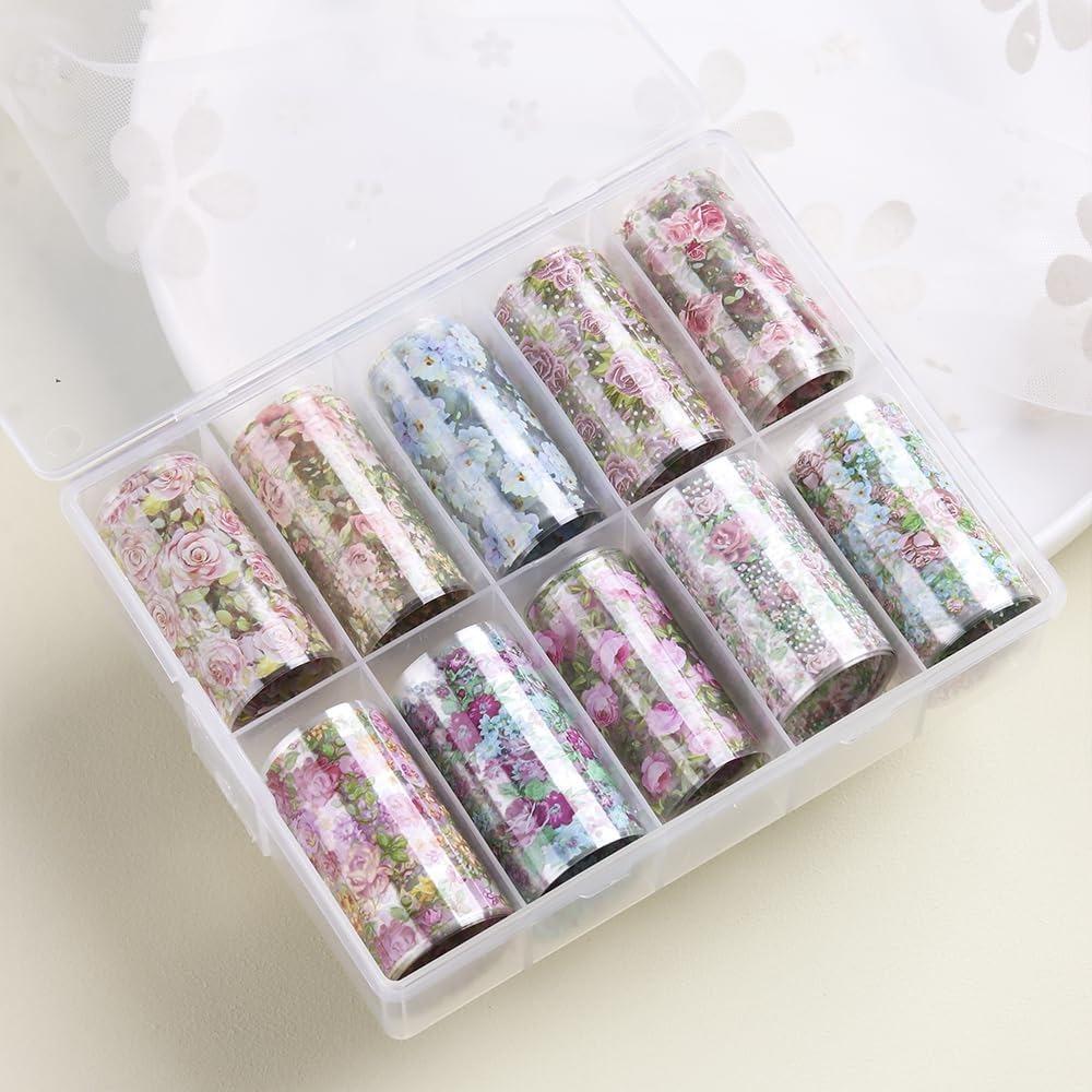 10 Rolls Elegant Transfer Stickers Decals Beautiful Nail Art Supplies Decoration for Women