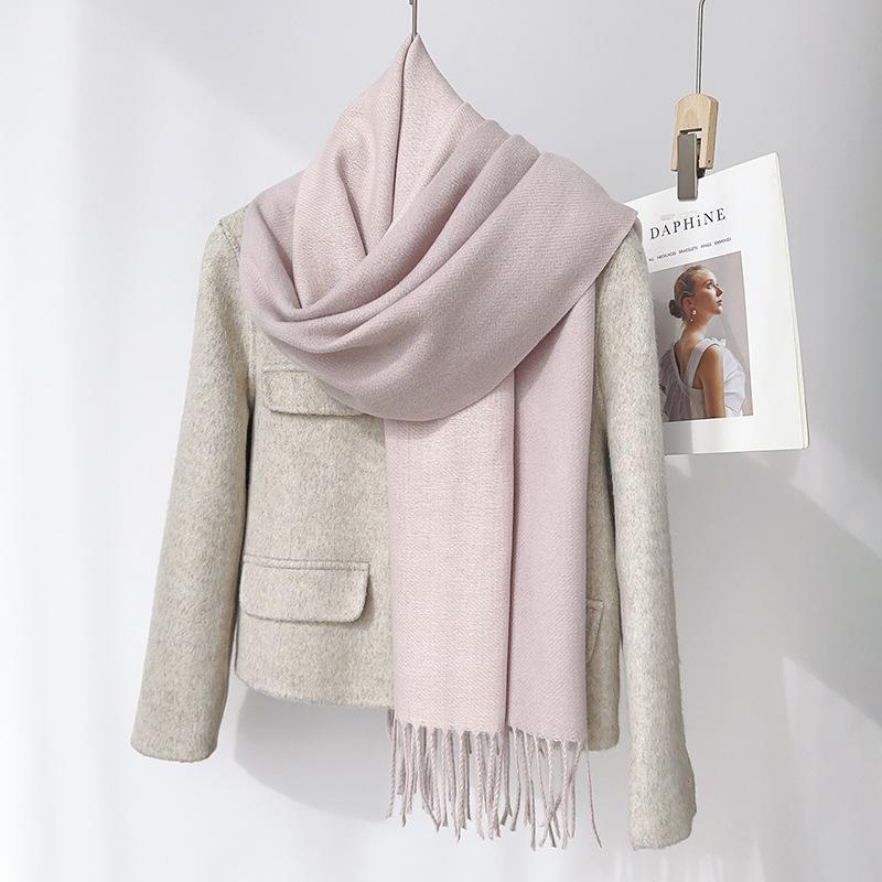 35 цветов 2024 осень и зима новый двухсторонний однотонный искусственный кашемировый кисточный платок утолщенный теплый шарф для мужчин и женщин