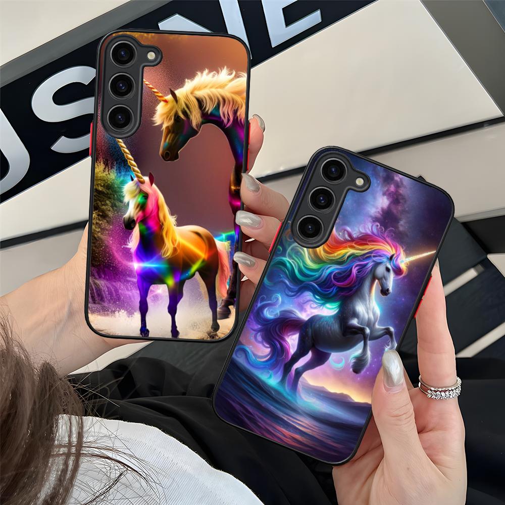 Фантазийный чехол для мобильного телефона с единорогом для Samsung Galaxy S25 S24 S23 S22 S21 Plus FE Ultra Цветной силиконовый чехол для мобильных телефонов Роскошный