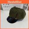 Style Plaid Retro Octagonal Cap With Wide Brim For Casual And Fashion Street