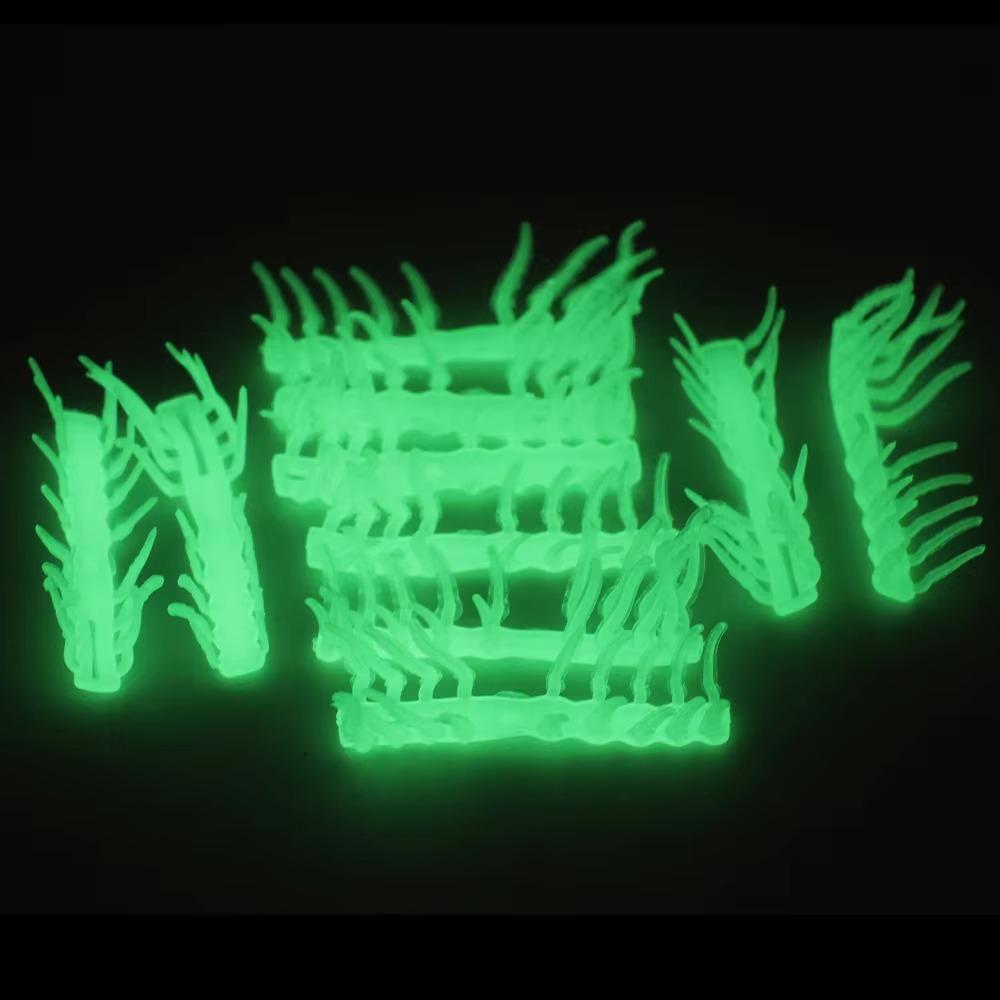 10 Pcs Noctilucent Wooden Shrimp Accessories, Soft Rubber Luminous Shrimp Feet, White with Green Luminous Effect, Simulated Feet