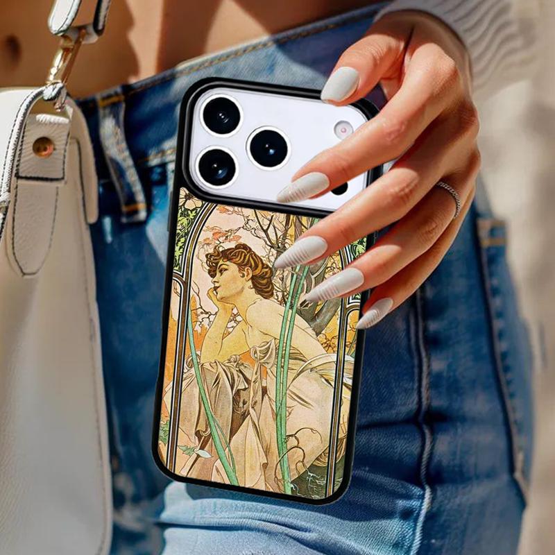 Alphonse Mucha Painted Phone Case For iPhone 17 Air 14 15 13 12 Max Cover For Apple 14 15 16 16e 11 Pro Max Plus Coque