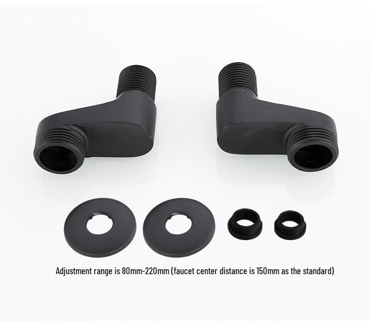 Black Shower Faucet Kit with Adjustable Shower Head and Curved Eccentric Converter