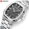 CURREN 8458 Мужские стальные деловые часы Популярные кварцевые часы Простые мужские часы