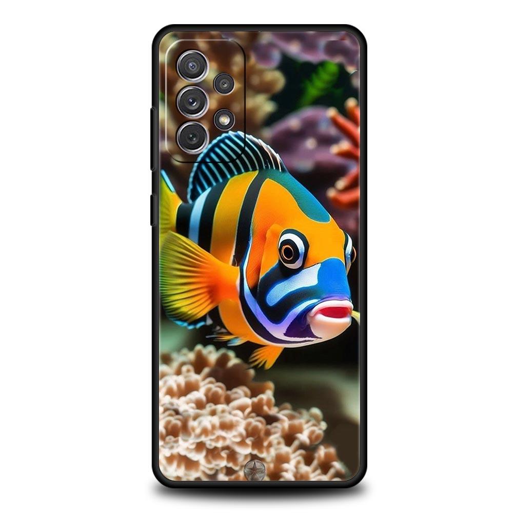 Мультяшный Милый Рыбка Чехол для Телефона Для Samsung Galaxy A15 A13 A51 A71 A41 A31 A21S A03S A05 A35 A32 A55 A23 A25 A33 A53 A73 5G Обложка