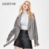 JAZZEVAR Мотоциклетная кожаная куртка Женская свободная и универсальная короткая кожаная куртка из искусственной кожи