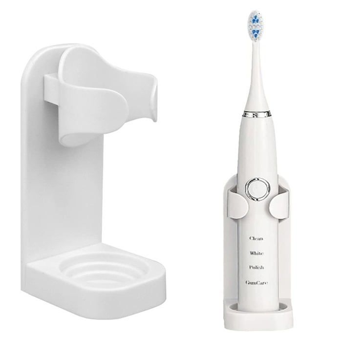 Lot de 2 supports muraux auto-adhésifs pour brosse à dents électrique sans perçage - blanc