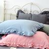 1 Pair European Style Cotton Wrinkle Elegant Pillow Cases Ruffle Design Pillow Cover Ruffle Princess Pillowcase 48*74cm