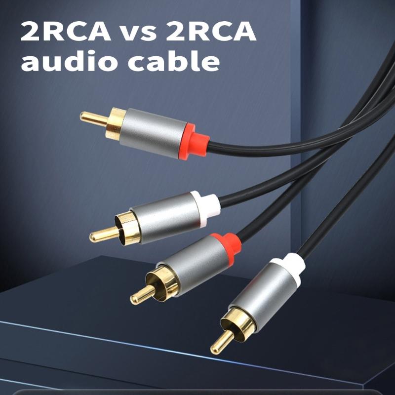 Кабель 2RCA на 2RCA с позолоченными разъемами 2RCA папа на 2RCA папа, стерео аудиокабель для домашнего кинотеатра, HDTV, игровых консолей
