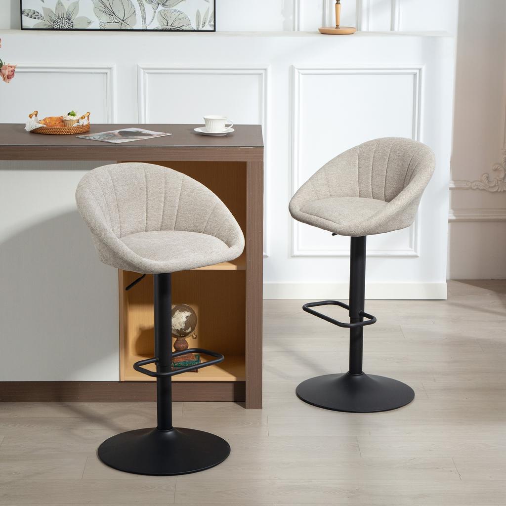 Bar Stools Set of 2 Swivel Bar Chair with Armrests and Backrest for Kitchen
