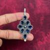 Подвеска с синим сапфиром, подвеска из драгоценного камня ручной работы, подвеска из стерлингового серебра 925 пробы, антикварные ювелирные изделия, для подарка на помолвку