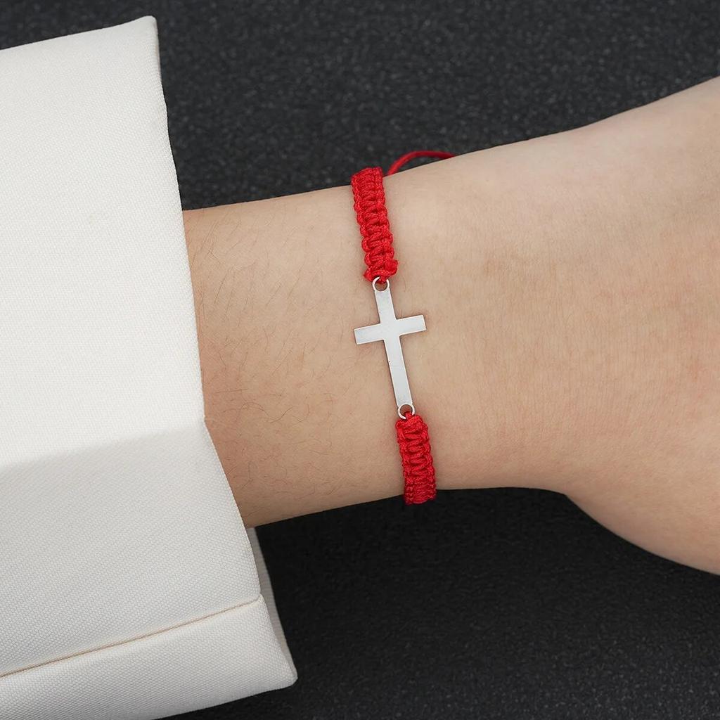 Модный браслет из нержавеющей стали с крестообразной плетеной пеньковой веревкой для пары, богемный простой регулируемый браслет, набор 2024, модные подарки, ювелирные изделия