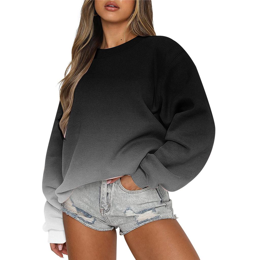 Women Autumn Winter Tops Women's Long Sleeve Sweatshirt Casual Crewneck Loose Fit Pollover Fleece Tops