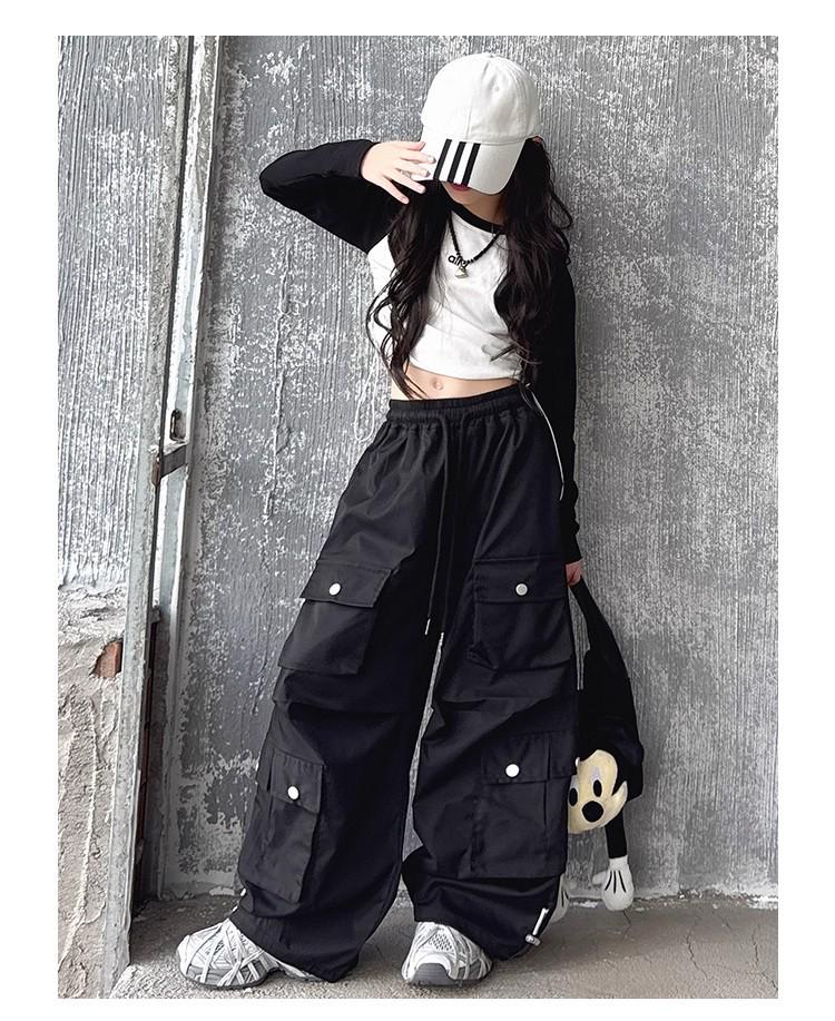 Новые брюки карго с широкими штанинами для девочек 2025 года: Стильная осенняя уличная одежда для подростков