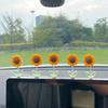 5/8/10Pcs Sunflower Decoration Car Ornament Realistic Looking Mini Size Easy To Install Spring-loaded