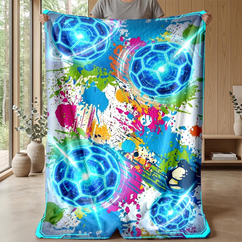 Soccer Ball Splash Art 14 Theme blanket Lightweight Warm Flannel Blanket Decorative Throw Blanket for Home Decoration