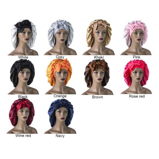 Спящая шапочка однотонная эластичная лента украшение атласная ткань круглая шляпа тонкая