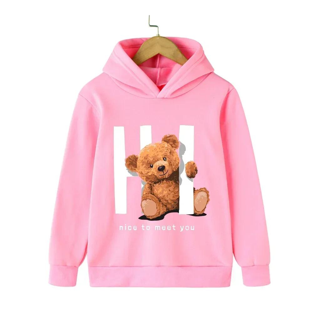 Children's Autumn/Winter Hoodie Cute Teddy Bear Print Christmas Style Casual Fashionable Sweatshirt/Pullover Top
