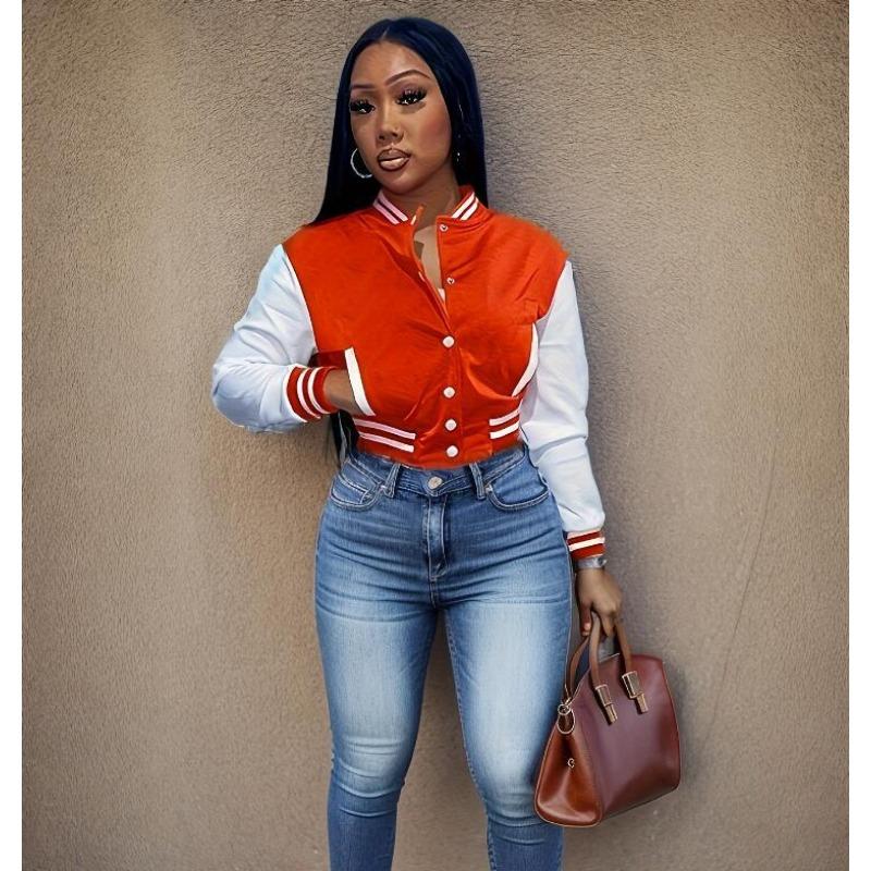 Женская летняя однобортная повседневная спортивная куртка с цветными блоками, куртка