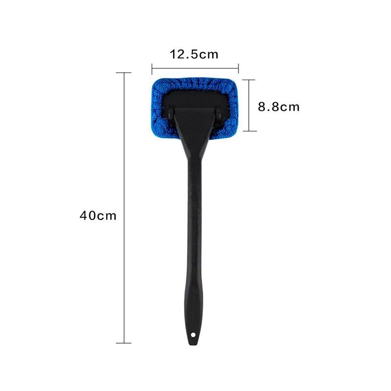 Car Windshield Cleaning Brush Kit, Long Handle Window Cleaner with Microfiber Pad, Interior Auto Glass Cleaning Tool for Windshield and Windows