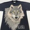 Винтажная футболка 90-х ALASKA WOLF РАЗМЕР MEDIUM природа дикое животное лес