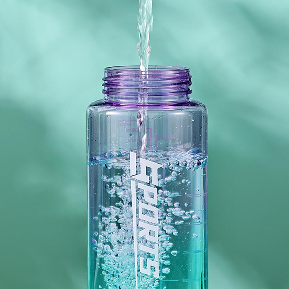 Портативная чашка для питья, 1000 мл, герметичная спортивная бутылка для воды, градиентная чашка для воды, без BPA, с маркировкой емкости для фитнеса и спорта